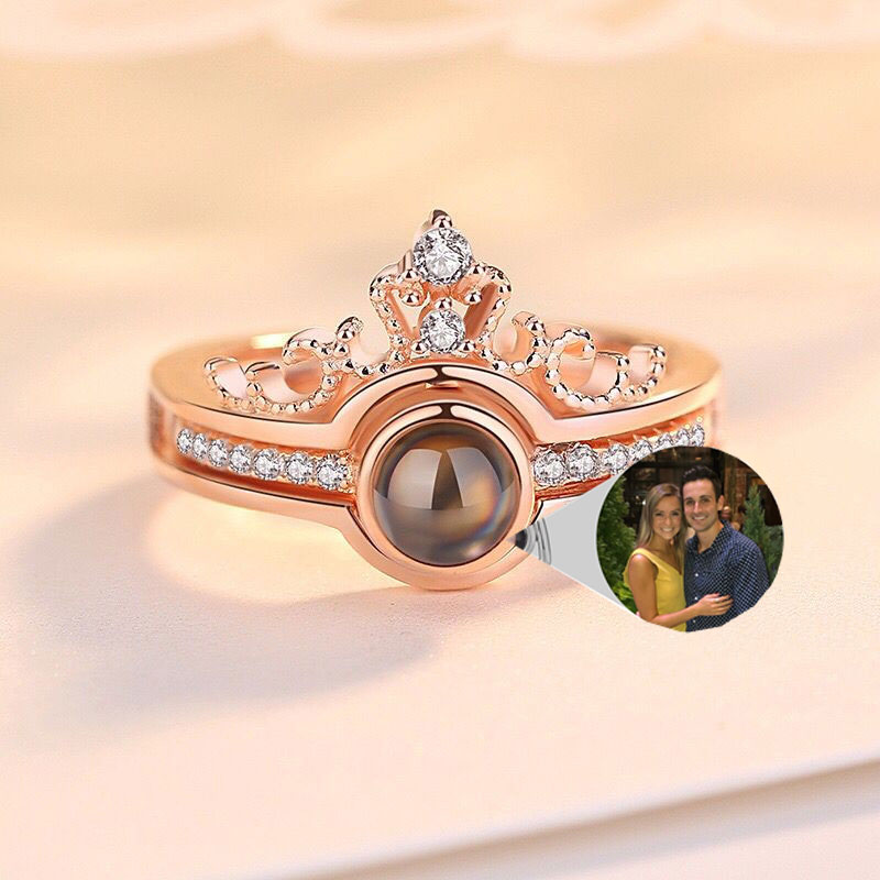 S925 Crown Projection Photo Ring Personalized and Detachable