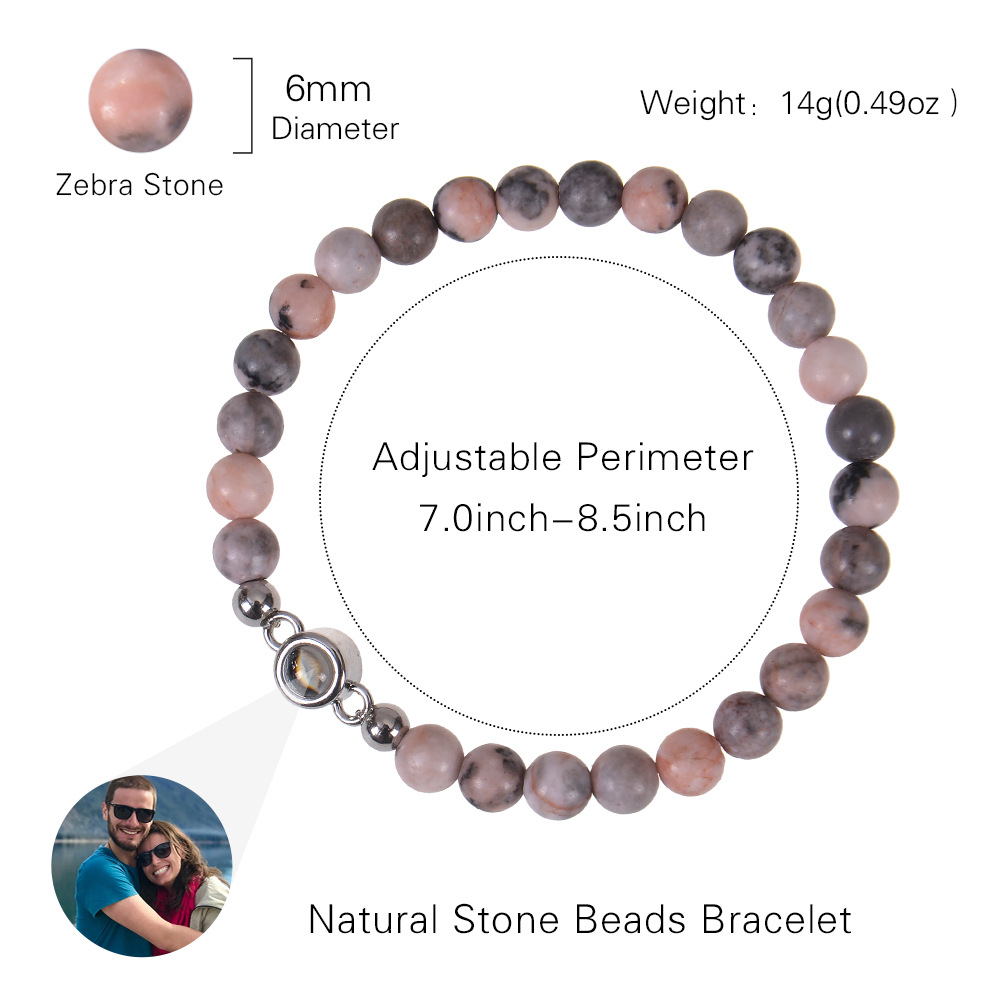 Natural Stone Projection Bracelet 6mm Beaded Design