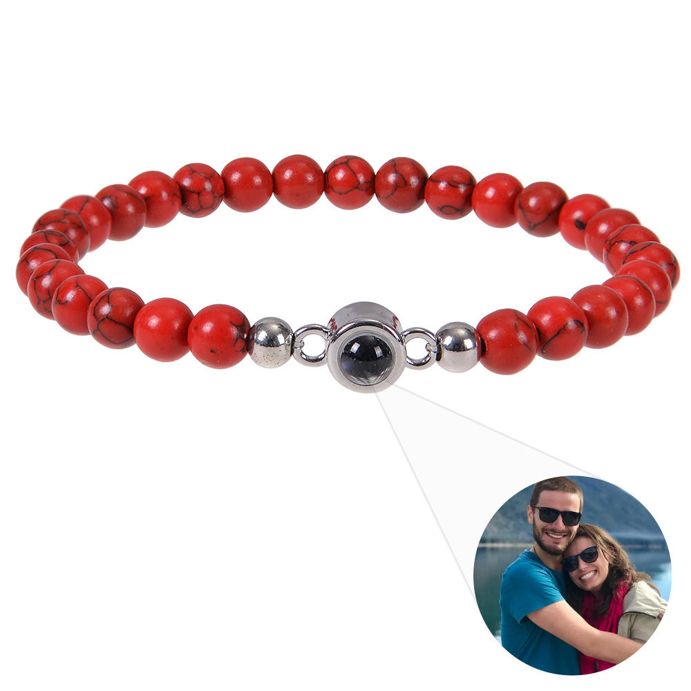Natural Stone Projection Bracelet 6mm Beaded Design