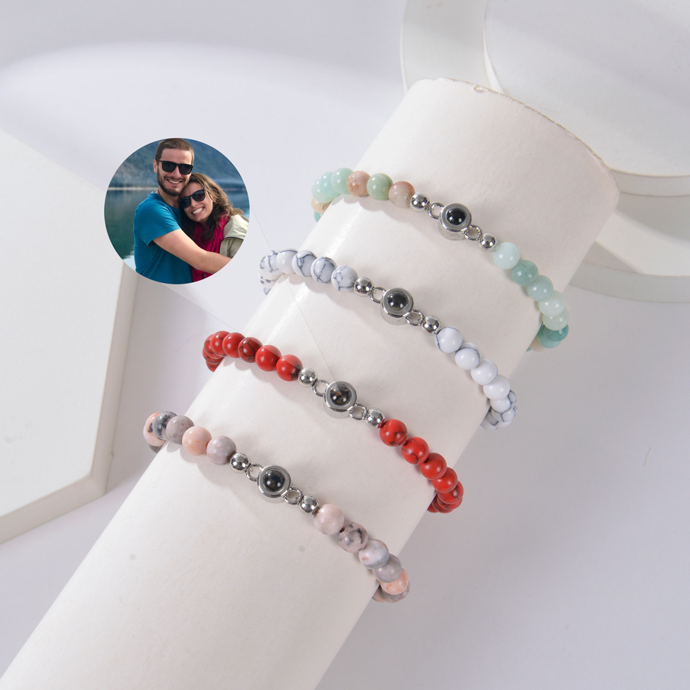 Natural Stone Projection Bracelet 6mm Beaded Design