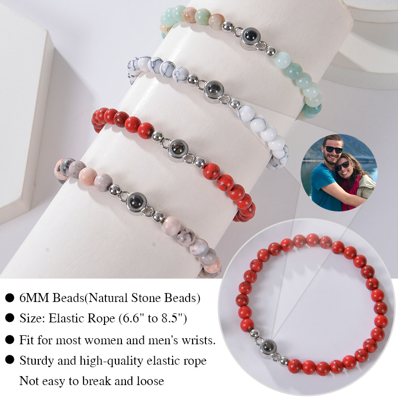 Natural Stone Projection Bracelet 6mm Beaded Design