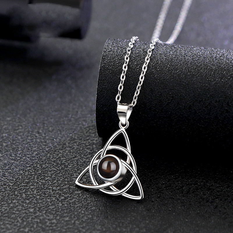Custom 925 Sterling Silver 100 Languages I Love You Projection Necklace with Photo