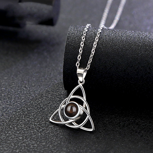Custom 925 Sterling Silver 100 Languages I Love You Projection Necklace with Photo
