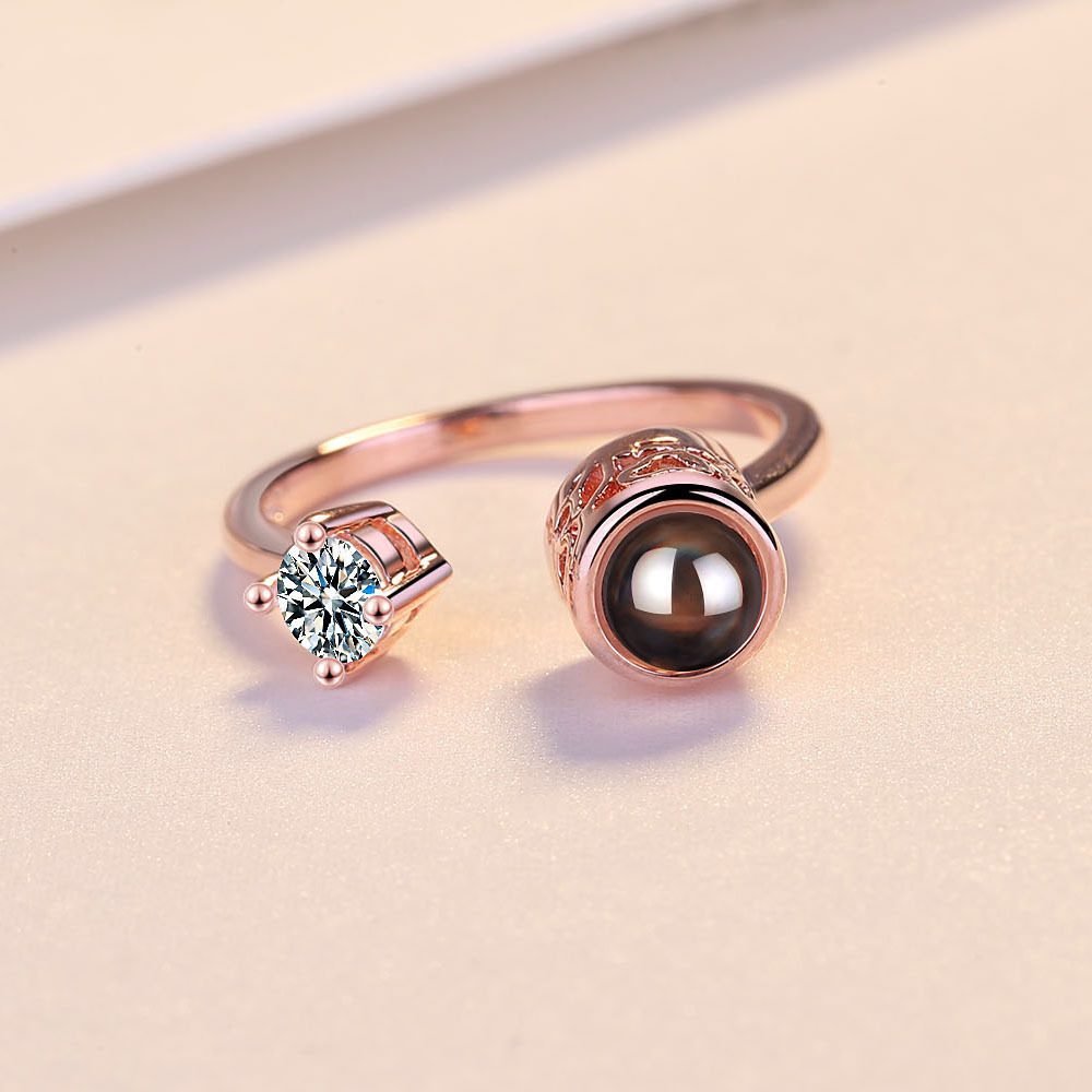 100 Languages I Love You Projection Ring with Diamond Adjustable Romantic Gift