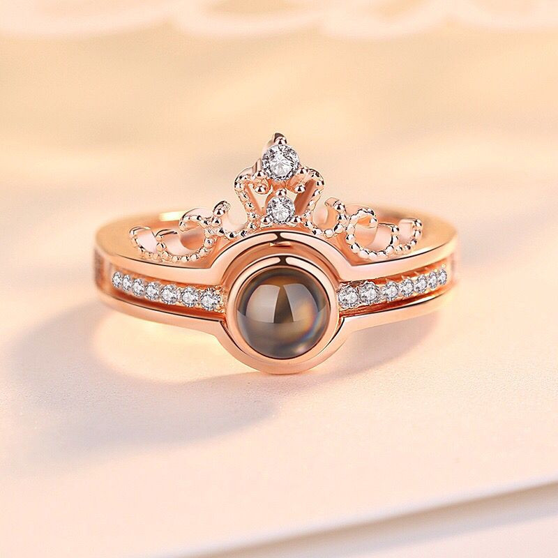 S925 Crown Projection Photo Ring Personalized and Detachable