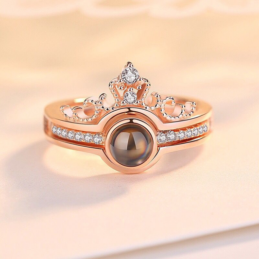 S925 Crown Projection Photo Ring Personalized and Detachable