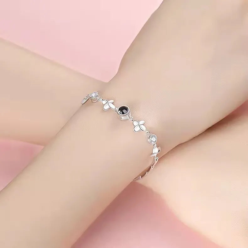 Custom Women's Flower Projection Bracelet – Personalized Light Projection Jewelry Gift