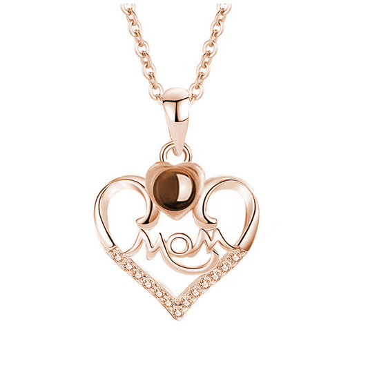 Custom Heart Projection Necklace with Name and Photo Inside