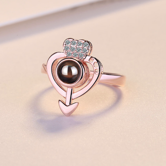 Heart Shaped Arrow Ring for Women 100 Languages I Love You Projection Romantic Gift for Lovers