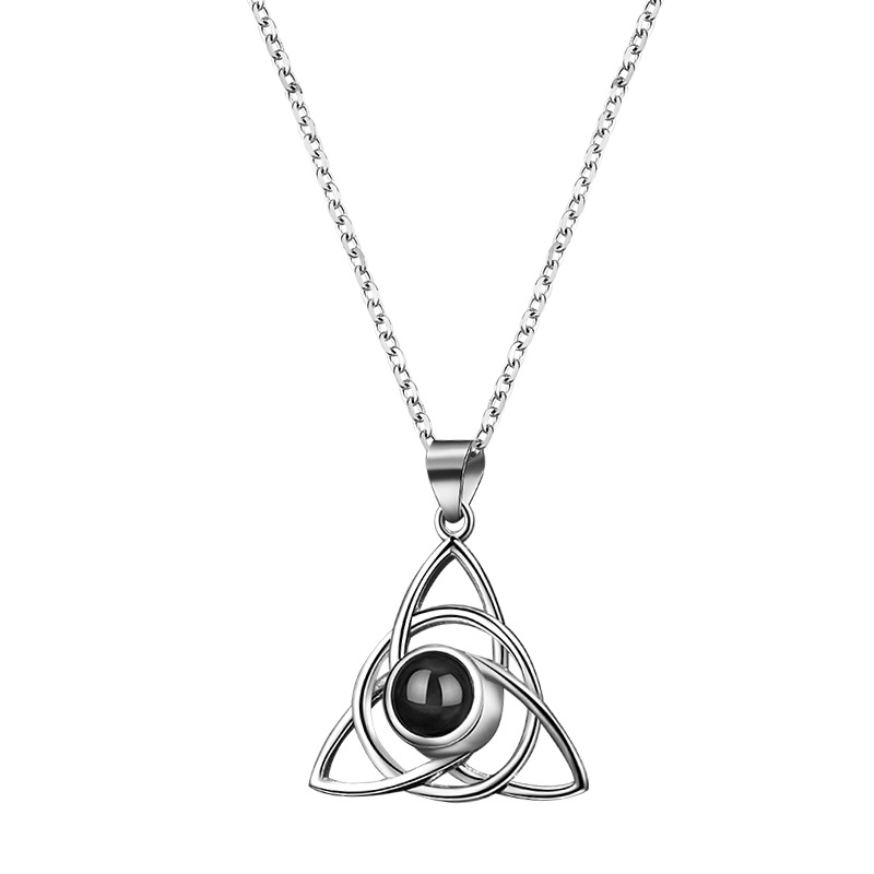 Custom 925 Sterling Silver 100 Languages I Love You Projection Necklace with Photo