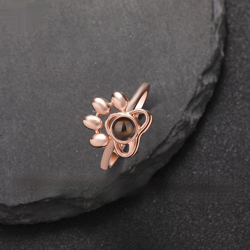Dog Paw Projection Ring for Women Adjustable Fashion Jewelry Gift