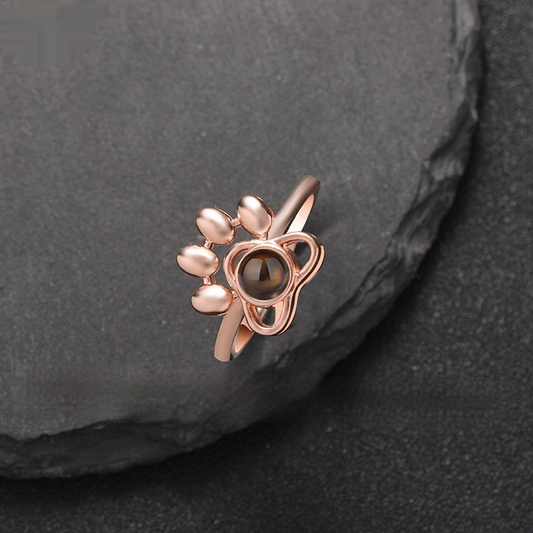Dog Paw Projection Ring for Women Adjustable Fashion Jewelry Gift