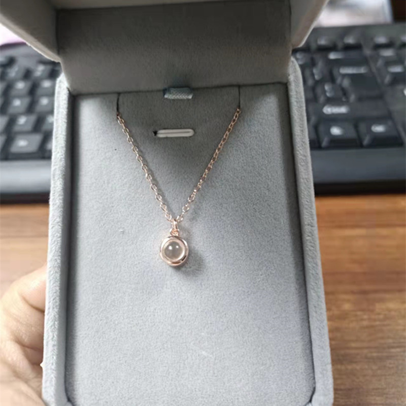 Minimalist Nano Projection Necklace with I Love You in 100 Languages