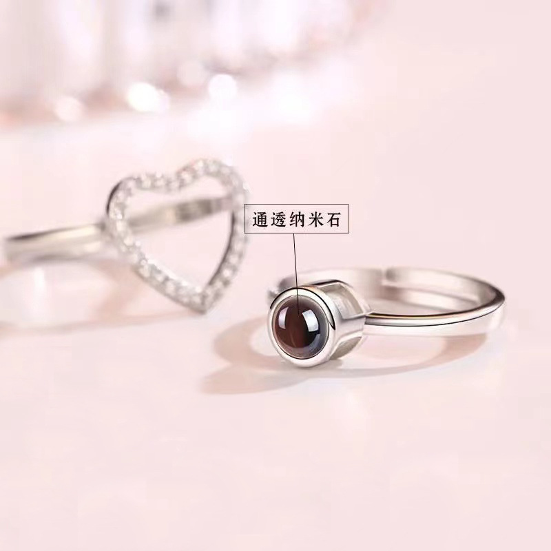 Custom Heart Photo Projection Ring in Sterling Silver Romantic Gift for Her