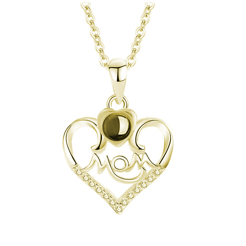Custom Heart Projection Necklace with Name and Photo Inside