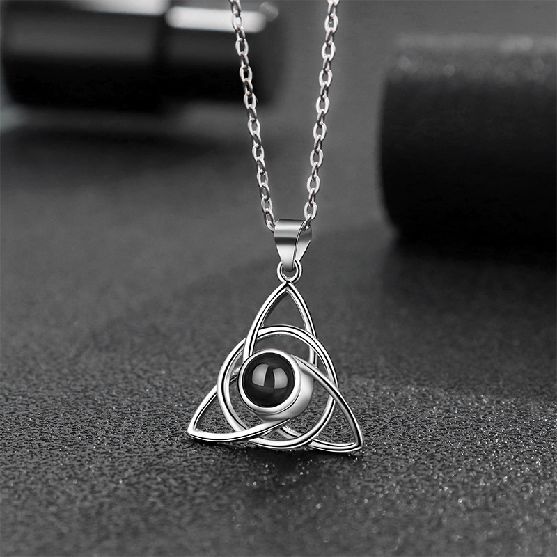 Custom 925 Sterling Silver 100 Languages I Love You Projection Necklace with Photo