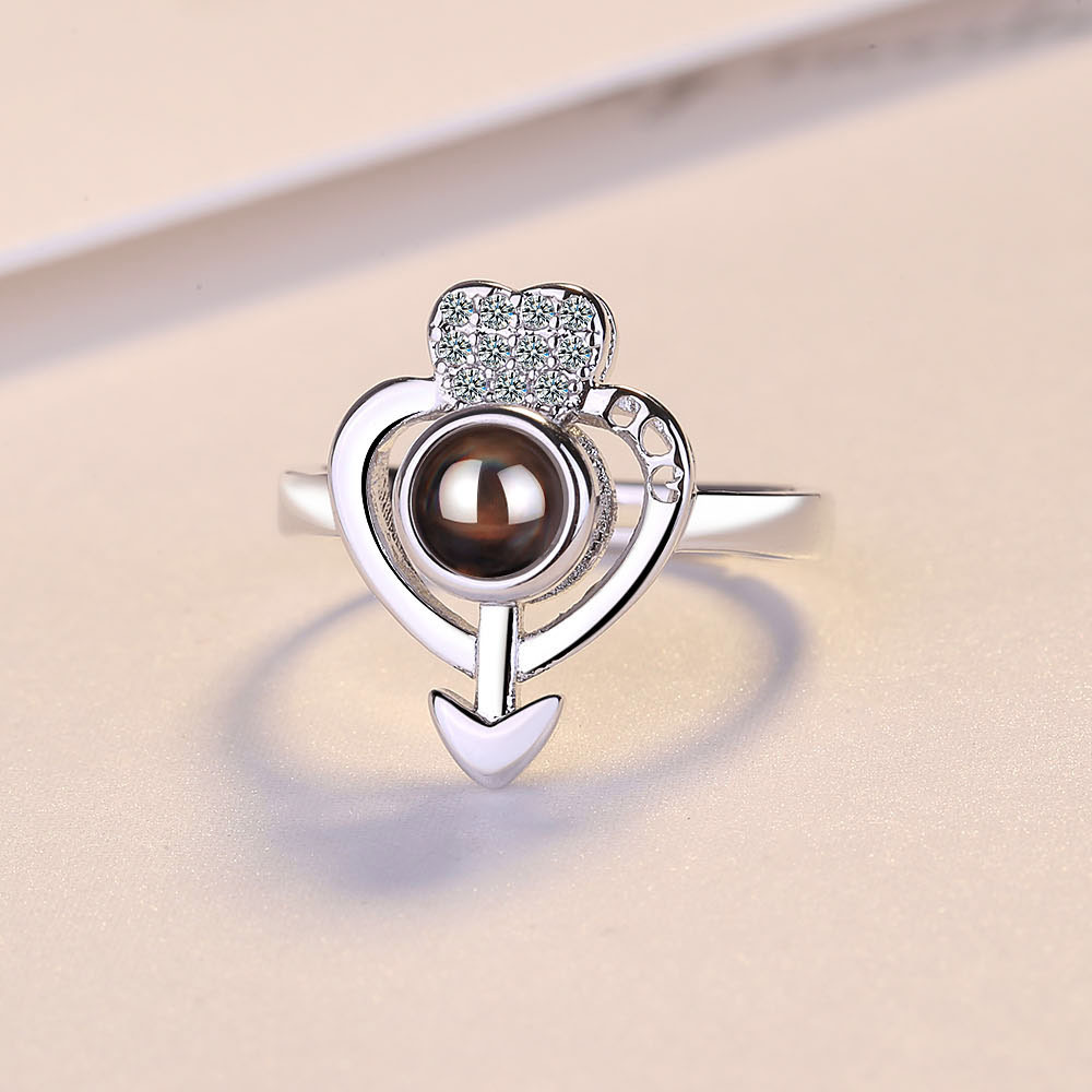 Heart Shaped Arrow Ring for Women 100 Languages I Love You Projection Romantic Gift for Lovers