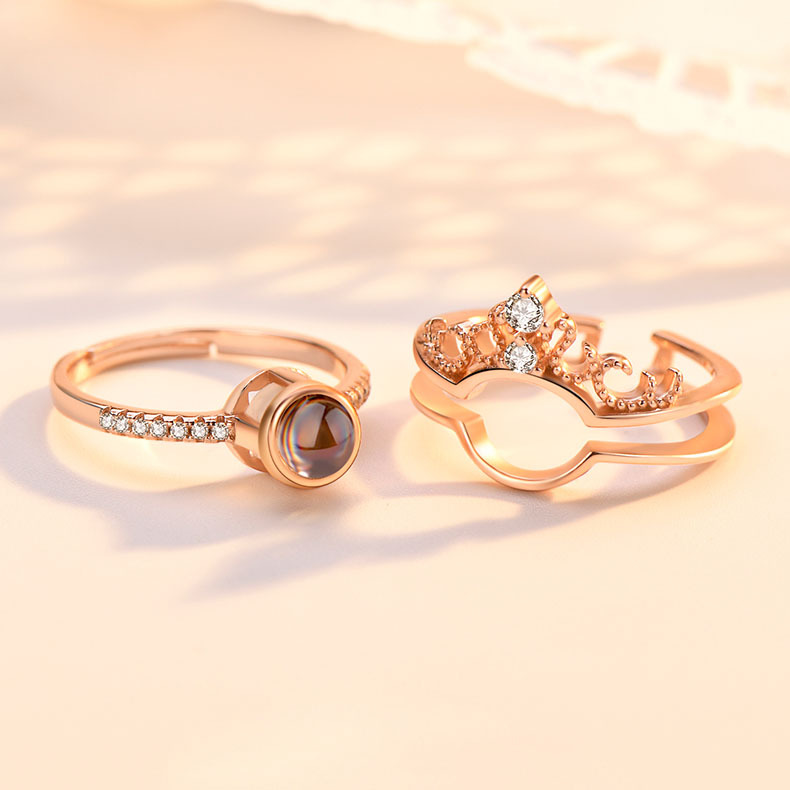S925 Crown Projection Photo Ring Personalized and Detachable