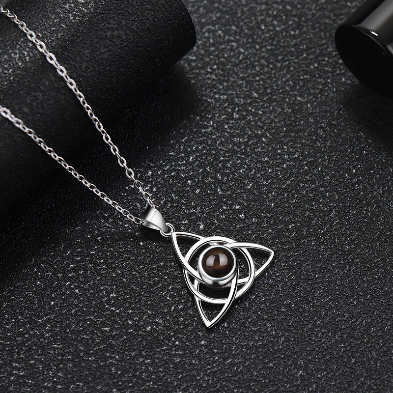 Custom 925 Sterling Silver 100 Languages I Love You Projection Necklace with Photo