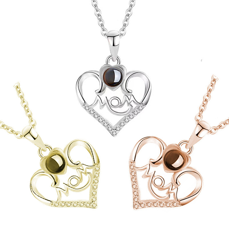 Custom Heart Projection Necklace with Name and Photo Inside