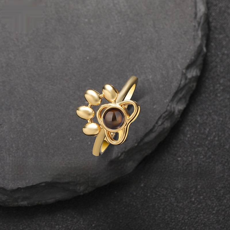 Dog Paw Projection Ring for Women Adjustable Fashion Jewelry Gift