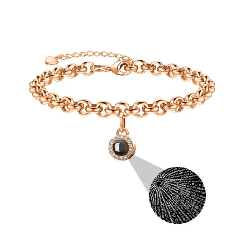 925 Silver Diamond Projection Bracelet for Women – Korean Style Couple Jewelry Gift