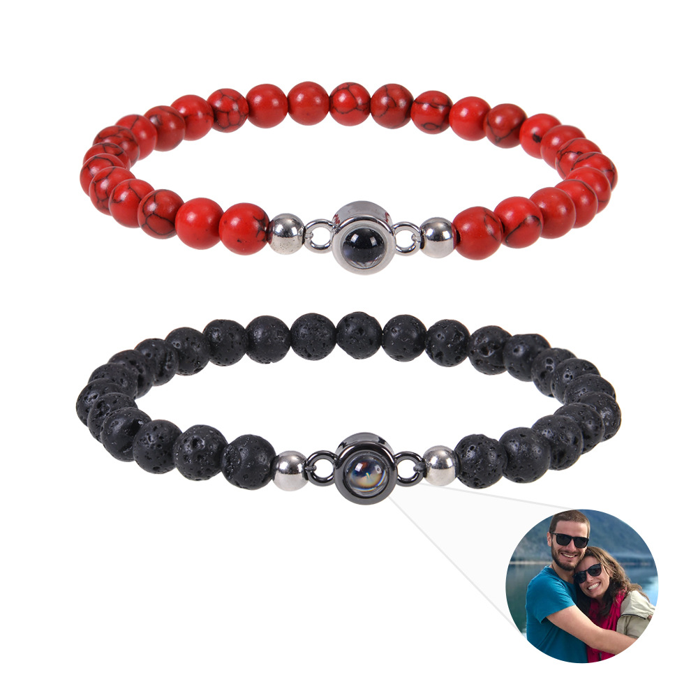 Natural Stone Projection Bracelet 6mm Beaded Design