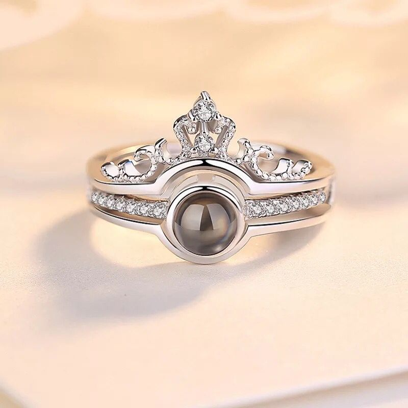 S925 Crown Projection Photo Ring Personalized and Detachable