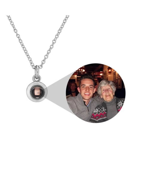 Minimalist Nano Projection Necklace with I Love You in 100 Languages
