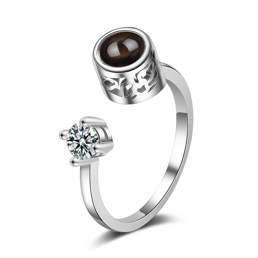 100 Languages I Love You Projection Ring with Diamond Adjustable Romantic Gift