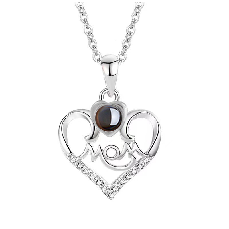Custom Heart Projection Necklace with Name and Photo Inside