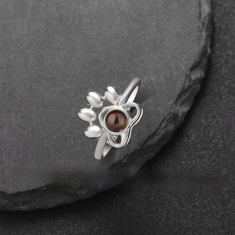 Dog Paw Projection Ring for Women Adjustable Fashion Jewelry Gift