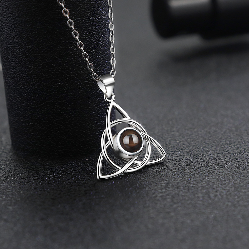 Custom 925 Sterling Silver 100 Languages I Love You Projection Necklace with Photo