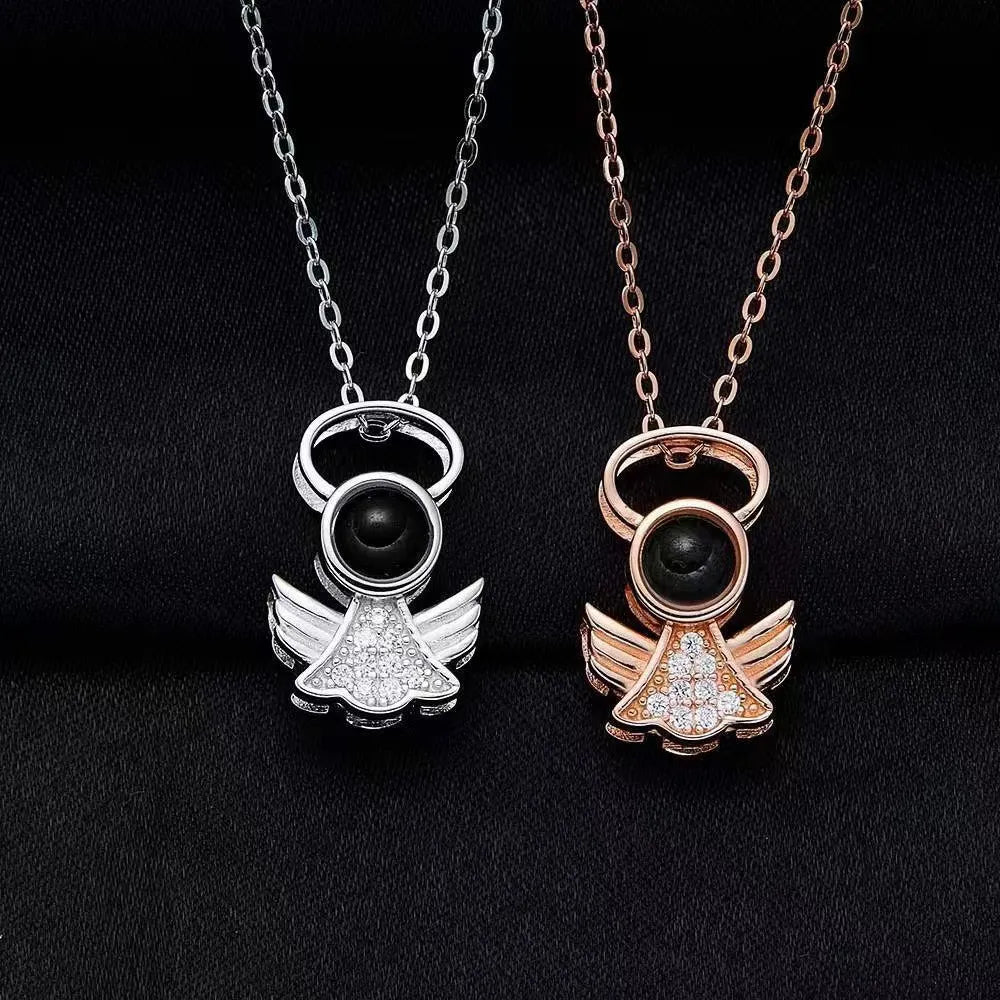 Women's Angel Projection Necklace – 100 Languages "I Love You" Pendant Gift