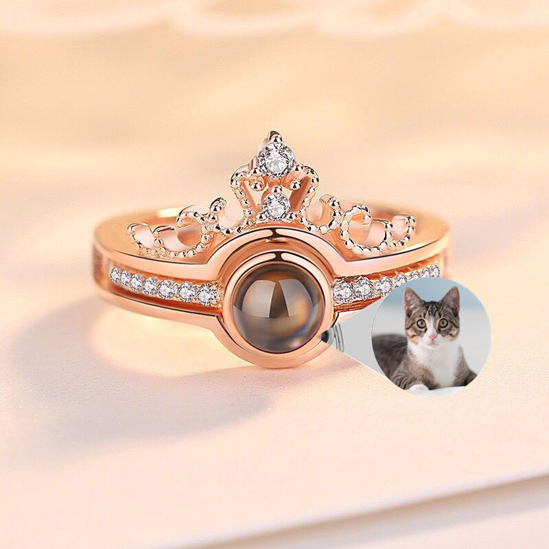 S925 Crown Projection Photo Ring Personalized and Detachable