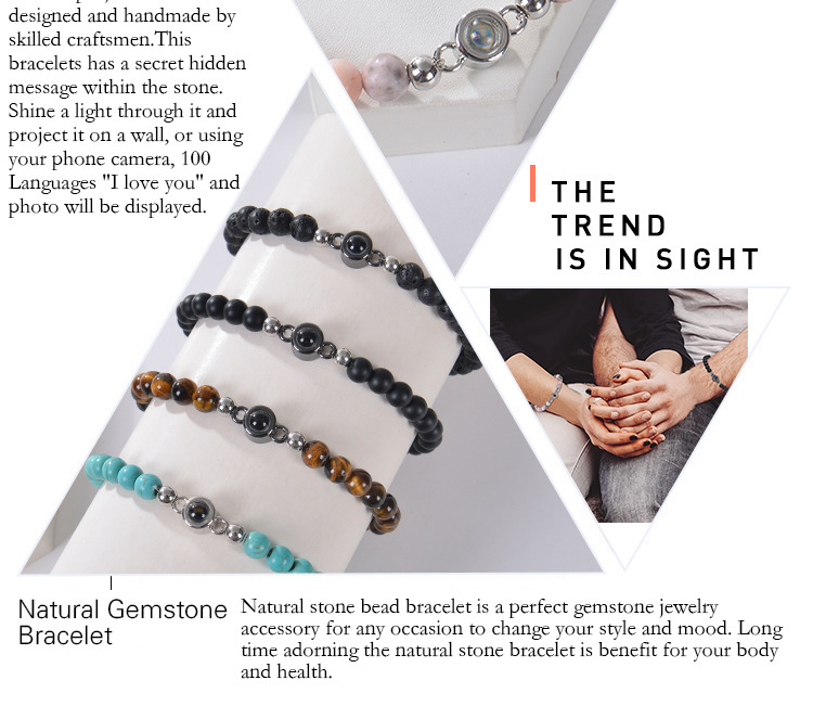 Natural Stone Projection Bracelet 6mm Beaded Design