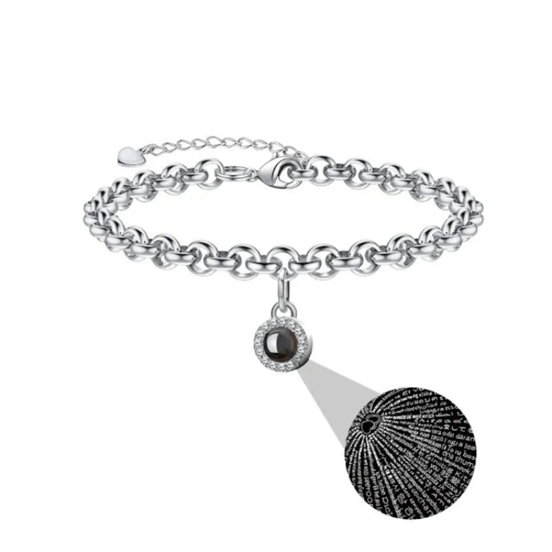 925 Silver Diamond Projection Bracelet for Women – Korean Style Couple Jewelry Gift