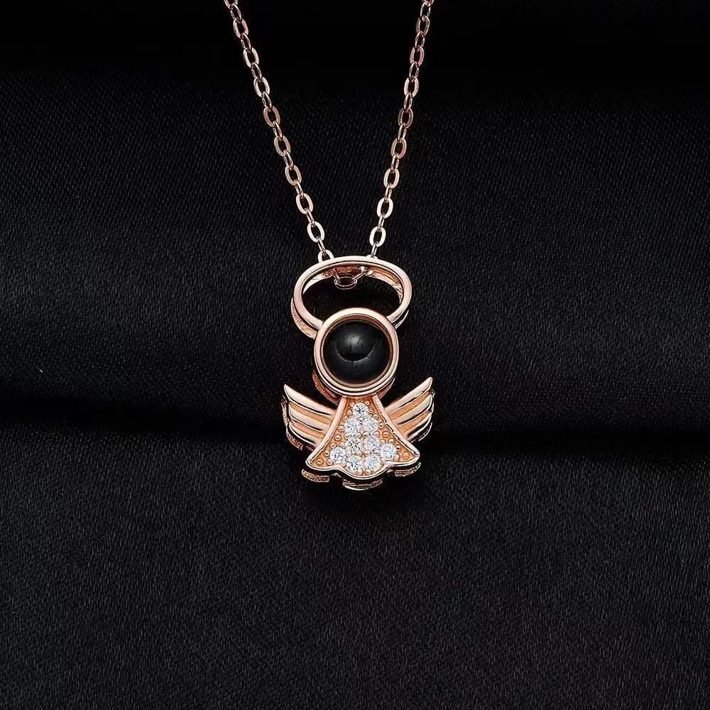 Women's Angel Projection Necklace – 100 Languages "I Love You" Pendant Gift