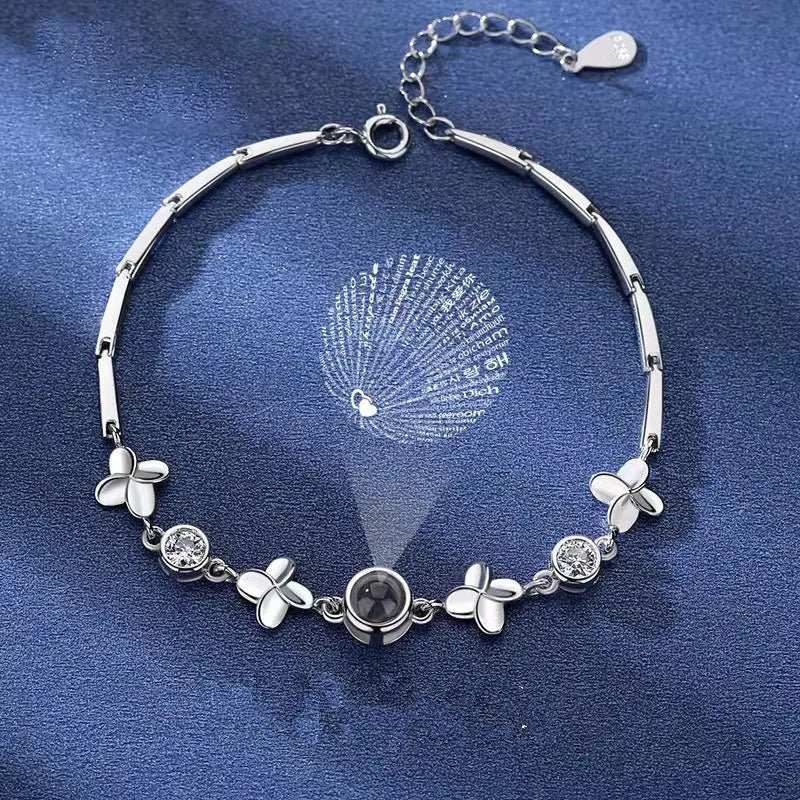 Custom Women's Flower Projection Bracelet – Personalized Light Projection Jewelry Gift