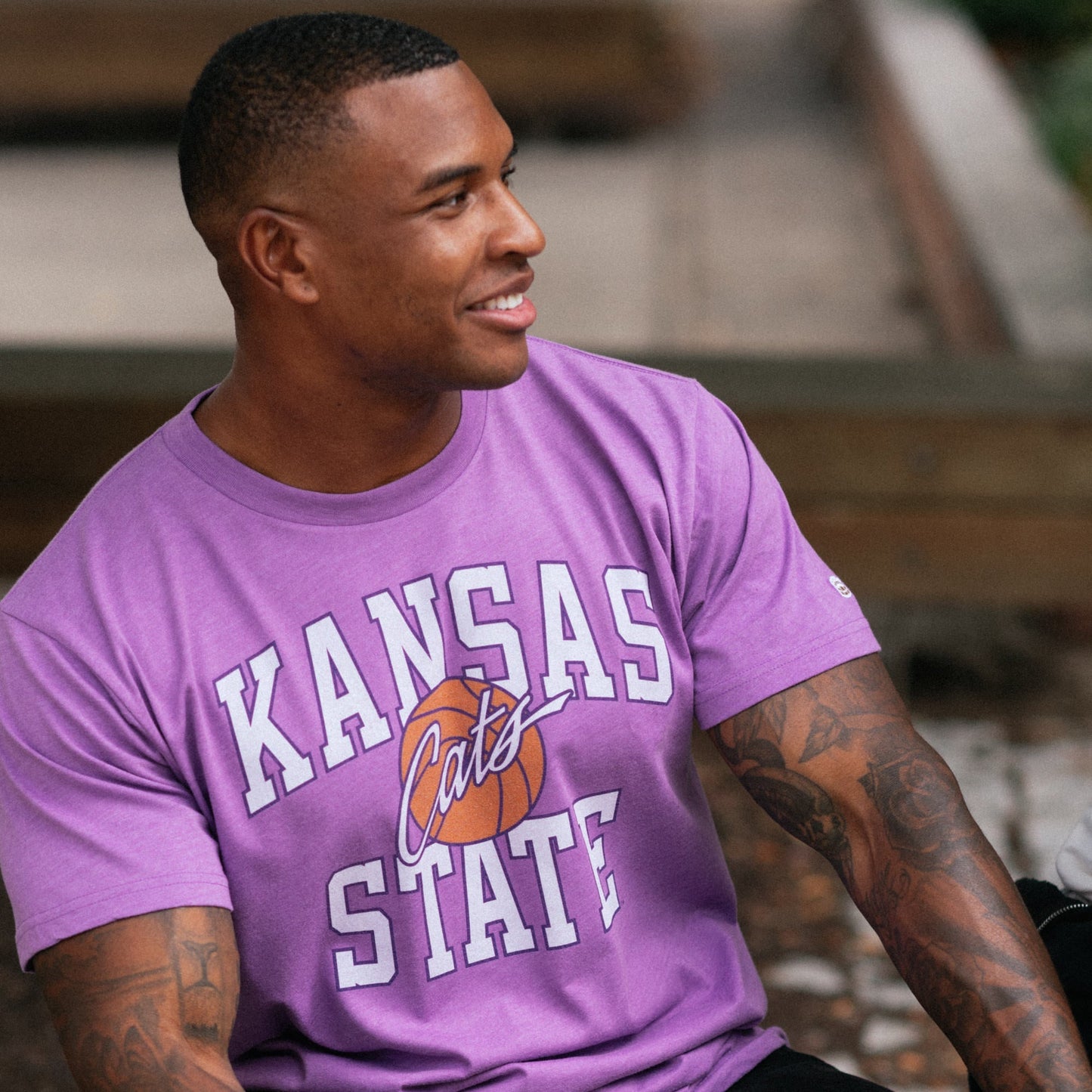 Kansas State Basketball Vintage Script "Cats" Tee