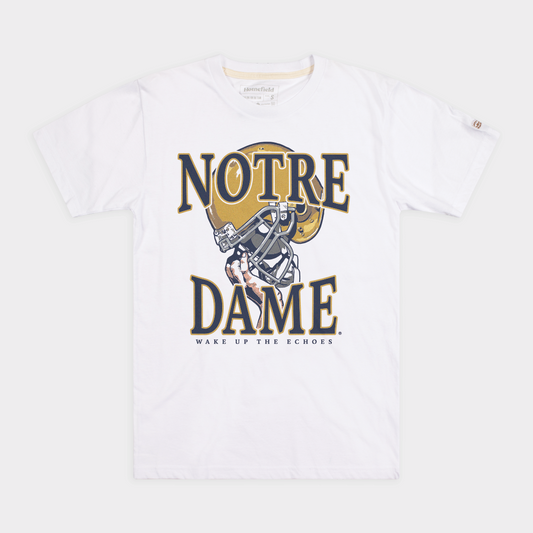 White Notre Dame Football Helmet Victory Tee