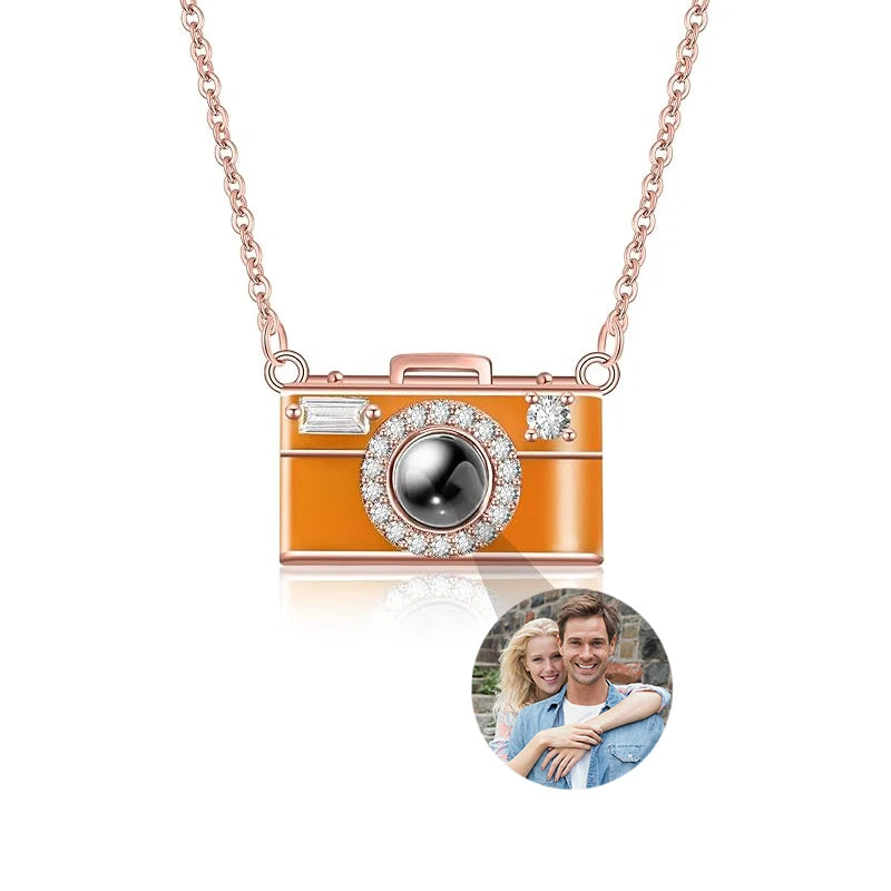 Custom Photo Camera Necklace Personalized Picture Projection