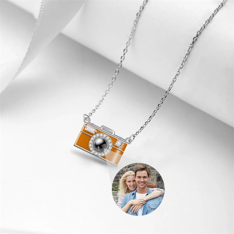 Custom Photo Camera Necklace Personalized Picture Projection