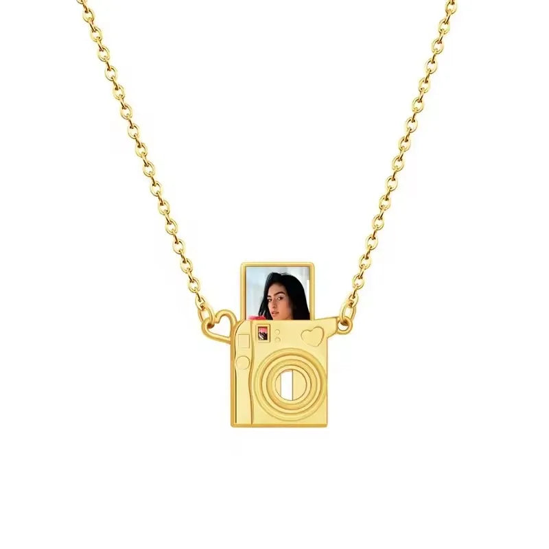 Custom Photo Camera Necklace Personalized Picture Projection