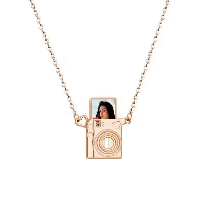 Custom Photo Camera Necklace Personalized Picture Projection