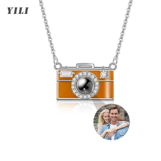 Custom Photo Camera Necklace Personalized Picture Projection