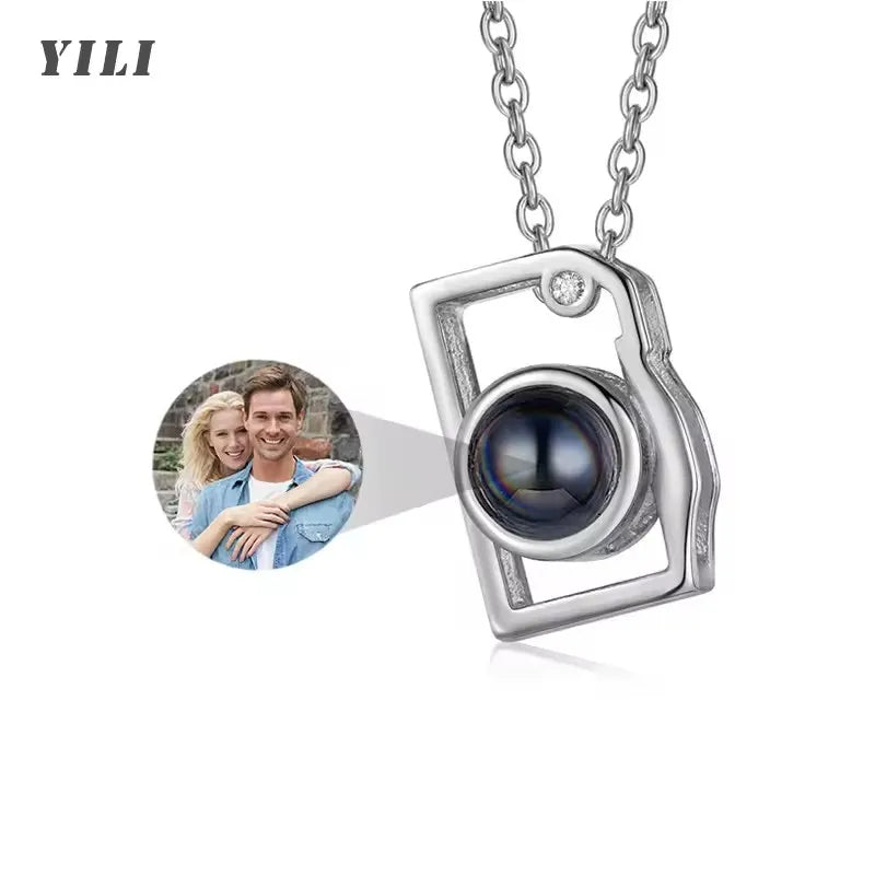 Custom Photo Camera Necklace Personalized Picture Projection