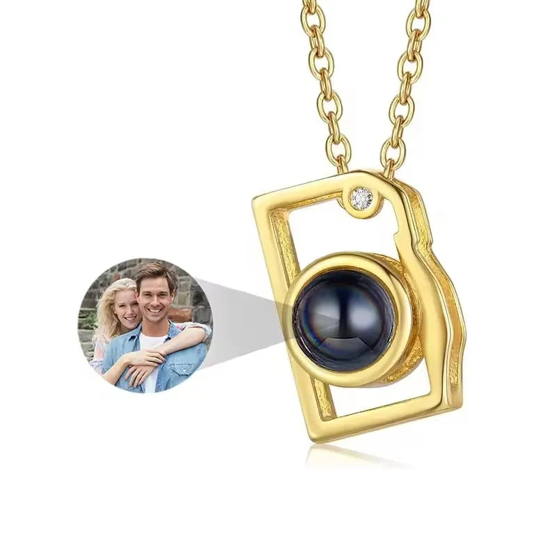 Custom Photo Camera Necklace Personalized Picture Projection