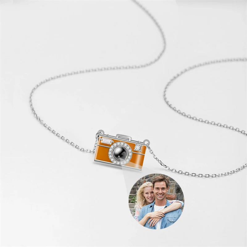 Custom Photo Camera Necklace Personalized Picture Projection