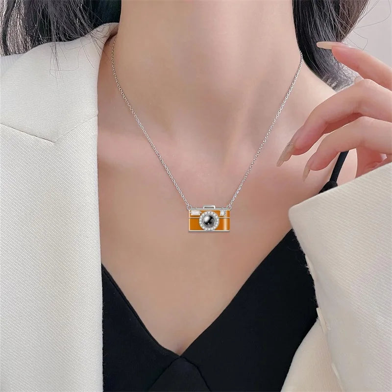 Custom Photo Camera Necklace Personalized Picture Projection